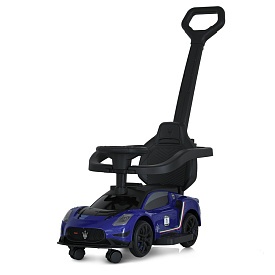 Каталка-толокар M 5106-4 2в1 (батьків. ручка), підставка для ніг, захист від падіння, муз., синій. - 1 - smarttoys.com.ua