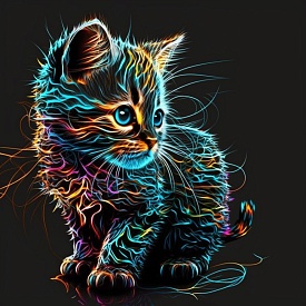 Набір для розпису по номерах Барвисте маленьке кошеня Strateg на чорному фоні розміром 40х40 см (AV4040-18) - 1 - smarttoys.com.ua