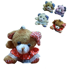 Брелок м'який "Ведмедик у сукні клітинка" 6см 5211 - 1 - smarttoys.com.ua