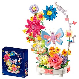 Конструктор BB032 квіти, метелик, світло, 914дет., бат.(табл), кор., 25-34-7,5 см. - 1 - smarttoys.com.ua