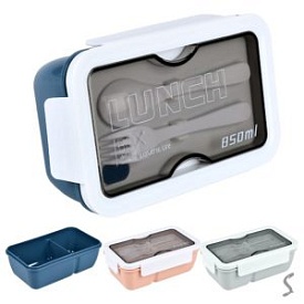 Ланч-бокс (2 секції, ложка, виделка) 19*12*7см R99248 - 1 - smarttoys.com.ua