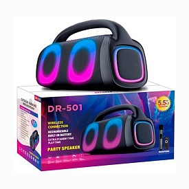 Колонка DR-501 2х5,5 дюйм, акум., пульт, мікрофон, FM, BТ, TFслот, MP3, світло, USB,кор.,52-28-22см. - 1 - smarttoys.com.ua