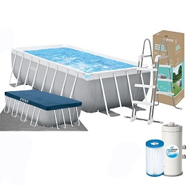 Басейн каркасний 26792 прямокутний, 10874л, фільтр-насос, сходи, підстилка, тент, кор.,488-244-107см - 1 - smarttoys.com.ua