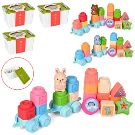 Конструктор 668-9B-D-C м'який, блоки, текстурні деталі, тварина, платформа з колесами 2шт, 29дет.  - 1 - smarttoys.com.ua