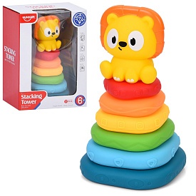 Пірамідка HE0922 18см, кільця 6шт (пазли, текстурні, м'які), у кор-ці, 15-21-11,5см - 1 - smarttoys.com.ua