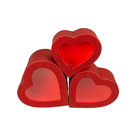 Подарункова коробка W3076 серце, червоне,  25.5x25.5x11cm/22.8x22.8x9.5cm/20x20x8cm  3шт. в наборі - 1 - smarttoys.com.ua