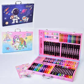 Набір для творчості MK 5439 152пред.,фарби,олівці,фломаст.,віск.крейда,скріпки,2види,валіза,кул.,46, - 1 - smarttoys.com.ua