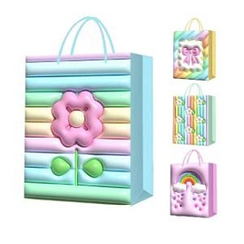 Пакет подарунковий паперовий L "Rainbow 3D" 31*41*12см., R96980-L - 1 - smarttoys.com.ua