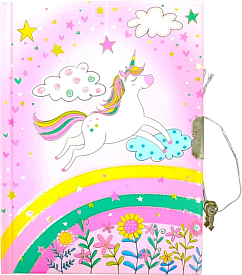 Блокнот дитячий на замочку 178 x 133 mm, 70g, 56 л, Єдиноріг в хмаринках - 1 - smarttoys.com.ua