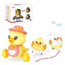 Музична іграшка 223 качка(їздить,муз.,світло,рег. гучності),каченята 2шт.,магнитні,акум.,USB,кор. - 1 - smarttoys.com.ua