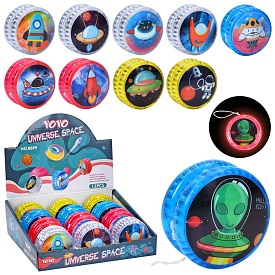 Йо-йо MR 1237-1 космос, 4 кольори/мікс видів (космос), світло, бат. (табл.),12 шт.в диспл.,19-6-17см - 1 - smarttoys.com.ua