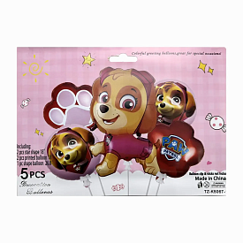 Набір кульок фольгованих Щеня в рожевому з ЛАПКАМИ 5 шт (Китай) (в індив. упаковці) - 1 - smarttoys.com.ua