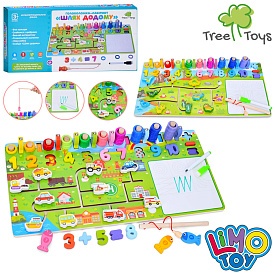 Дерев'яна іграшка Багатофункціональна дошка MD 0825 лабиринт,рибалка,дошка для малюв.,кільця,маркер - 1 - smarttoys.com.ua