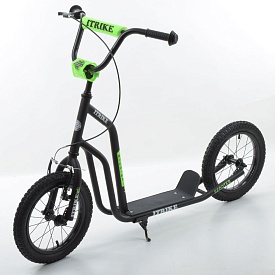 Самокат SR 2-044-1-B дорослий, сталь, 2колеса-гума 14д, підніжка 28-11 см., ручне гальмо, чорний. - 1 - smarttoys.com.ua