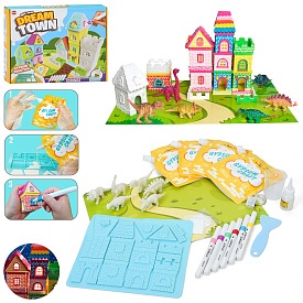 Набір для творчості I003 Місто мрій,побудуй будинок,світло,динозаври 6шт,гипс,формочки,інструм.,бат. - 1 - smarttoys.com.ua