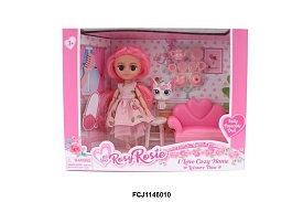 Лялька RR004 шарнірна, диван, кіт, посуд, гребінець, кор., 26-20,5-7,5 см. - 1 - smarttoys.com.ua
