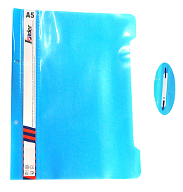 Швидкозшивач, пластик. прозор. верх А5 синій L (блакитний), KS320-А5 Leader - 1 - smarttoys.com.ua