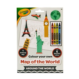 Crayola Розмальовка "Карта світу: Навколо Землі" з олівцями, 15693 - 1 - smarttoys.com.ua