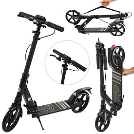 Самокат SR 2-058-B дорослий, алюм.,кол.2шт.ПУ200мм,регул.кермо,ручні гальма,замок,аморт.,чорний,кор. - 1 - smarttoys.com.ua