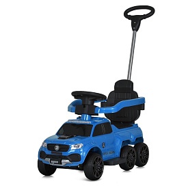 Каталка-толокар M 5900EL-4 2в1(с батьк.ручкой), BT, MP3, USB, EVA, муз., світло, шкіра, синій - 1 - smarttoys.com.ua