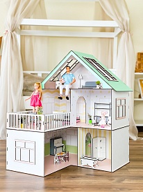 Ляльковий дім 75х60х60 см біло-бірюзовий - 14 - smarttoys.com.ua