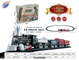 Залізниця YY-523 локомотив, вагони, 15 дет., муз., світло, бат., кор., 50-36,5-8,5 см. - 1 - smarttoys.com.ua