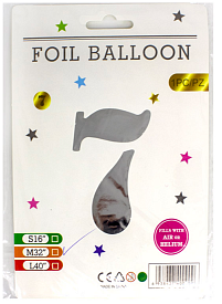 Кульки повітряні,фольговані,срібло, 32`,цифри, 7, 1шт/уп., Імп - 1 - smarttoys.com.ua