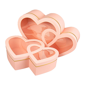 Подарункова коробка W3161 подвійне серце, рожева, 38x24x11.5cm/33.5x21.7x9.5cm  2шт. в наборі - 1 - smarttoys.com.ua