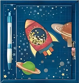 Блокнот на замочку з ручкою 190x200x25mm, 70g, 56 л, Космос - 1 - smarttoys.com.ua