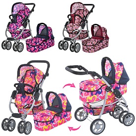 Візок 9662M для ляльки, мет., прогулянковий/класика, подвійні колеса, оберт., кошик, кор. - 1 - smarttoys.com.ua