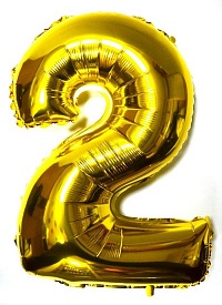 Фольгована цифра "2" золота, висота 65 см - 1 - smarttoys.com.ua