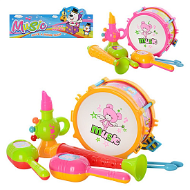 Музичні інструменти 9098 барабан, палички 2 шт., дудка 2 шт., маракаси, 2 кольори, кул., 19-27-6,5см - 1 - smarttoys.com.ua