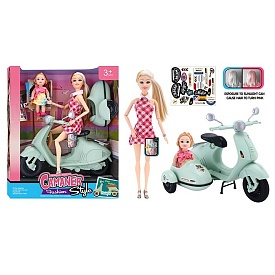 Лялька KQ210C (24шт) 30см, шарнірна, з донькою 11см, мотоцикл (25см, з коляскою), в кор-ці, 27-33-9см - 1 - smarttoys.com.ua